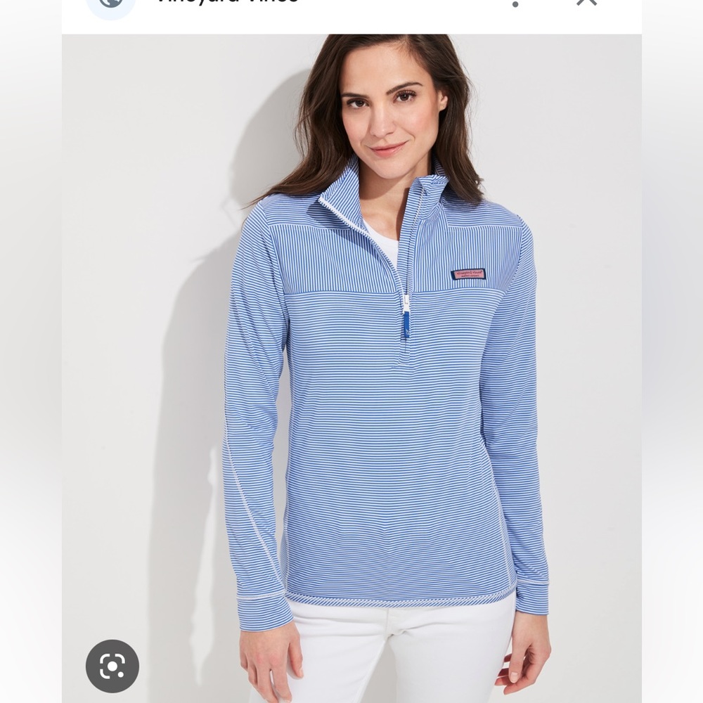 Vineyard Vines blue and white stripe Sankaty 1/4 zip size M